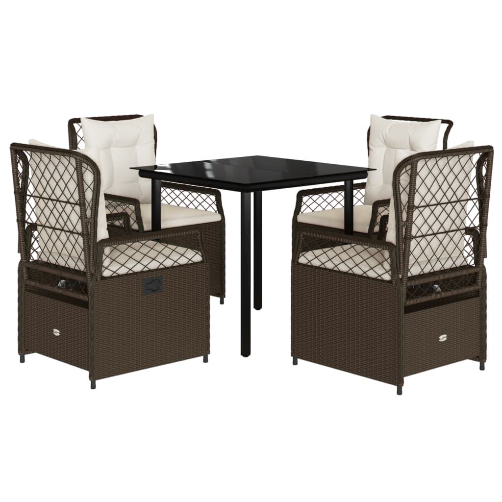 Thumbnail - vidaXL 5-tlg. Garten-Essgruppe mit Kissen Braun Poly Rattan