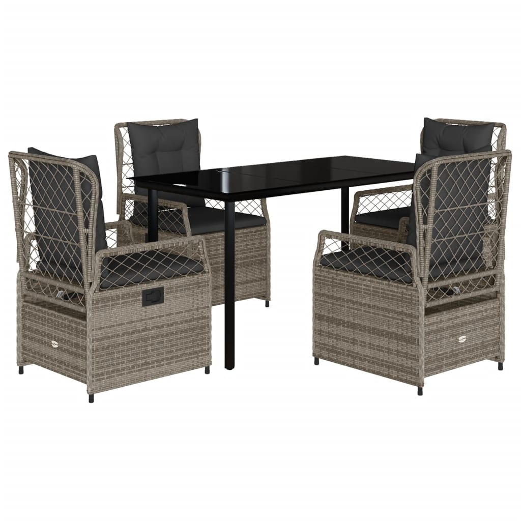 Thumbnail - vidaXL 5-tlg. Garten-Essgruppe mit Kissen Grau Poly Rattan
