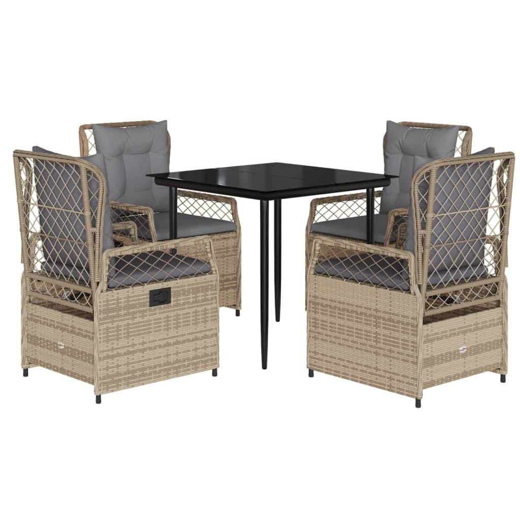 Thumbnail - vidaXL 5-tlg. Garten-Essgruppe mit Kissen Beige Poly Rattan