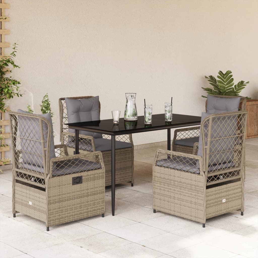 vidaXL Set mobilier de grădină cu perne, 5 piese, bej, poliratan