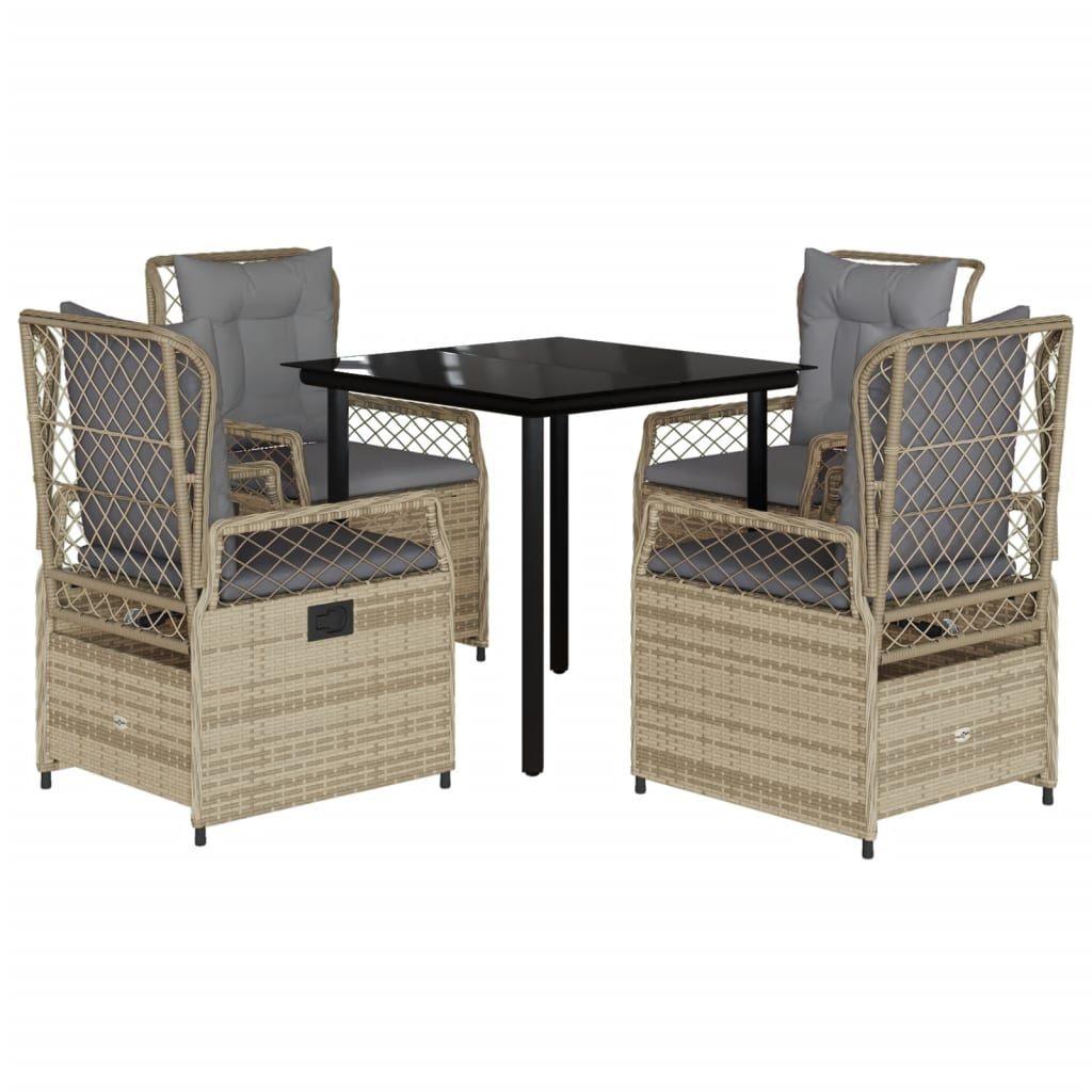 Thumbnail - vidaXL 5-tlg. Garten-Essgruppe mit Kissen Beige Poly Rattan