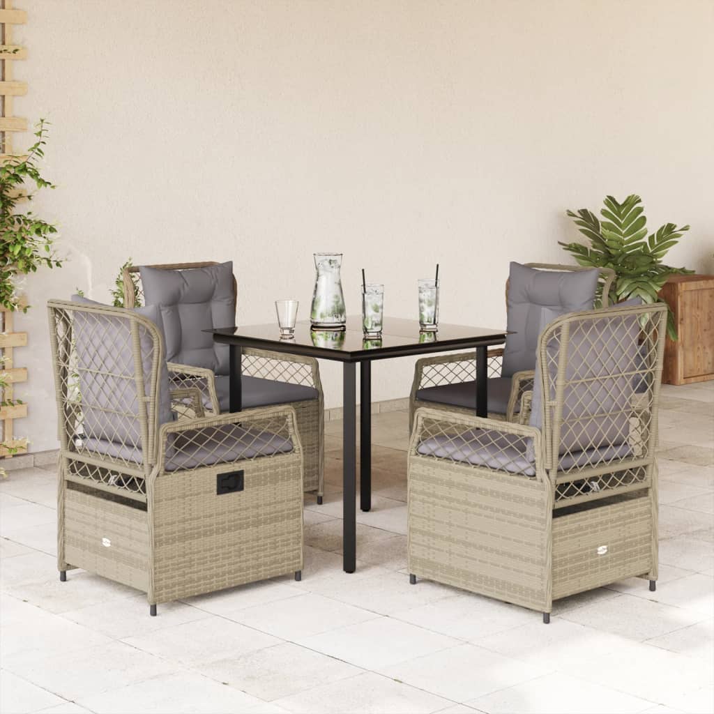 vidaXL Set mobilier de grădină cu perne, 5 piese, bej, poliratan