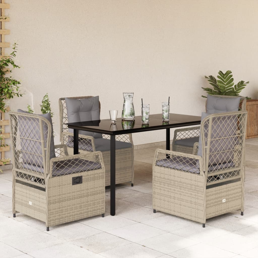 vidaXL Set mobilier de grădină cu perne, 5 piese, bej, poliratan