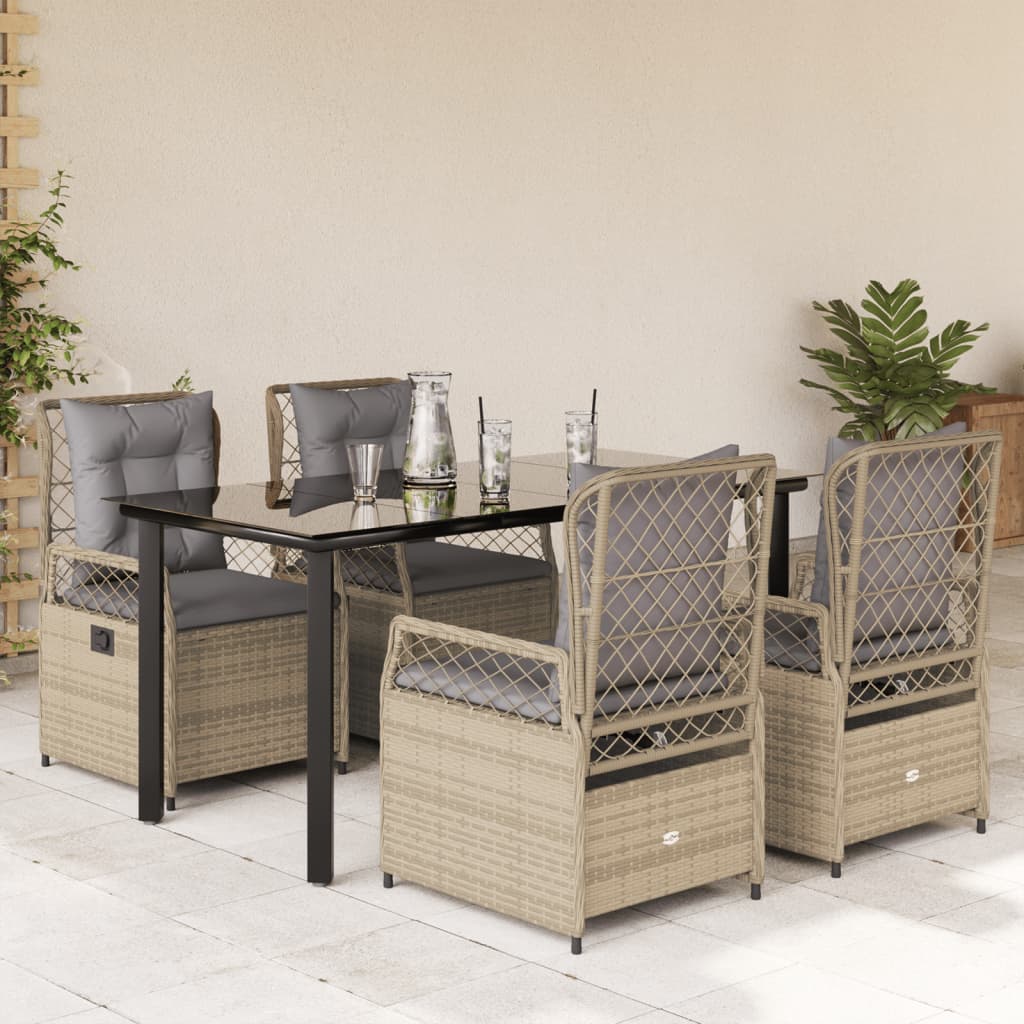 vidaXL Set mobilier de grădină cu perne, 5 piese, bej, poliratan