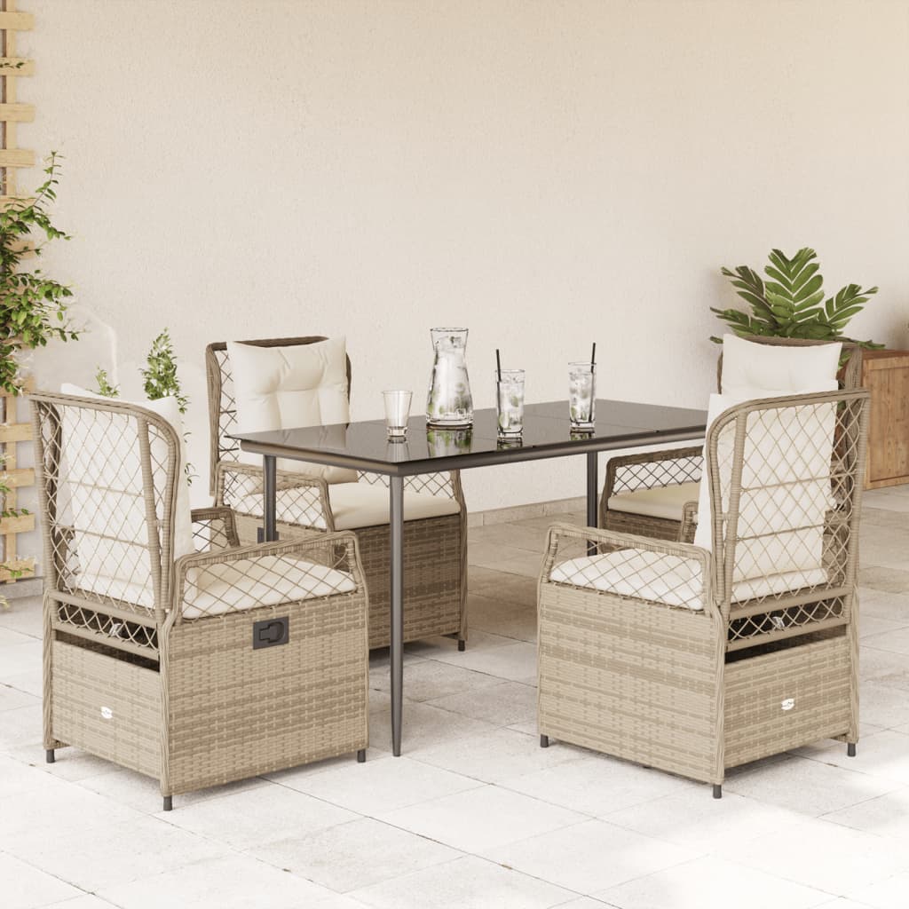 vidaXL Set mobilier de grădină cu perne, 5 piese, bej, poliratan