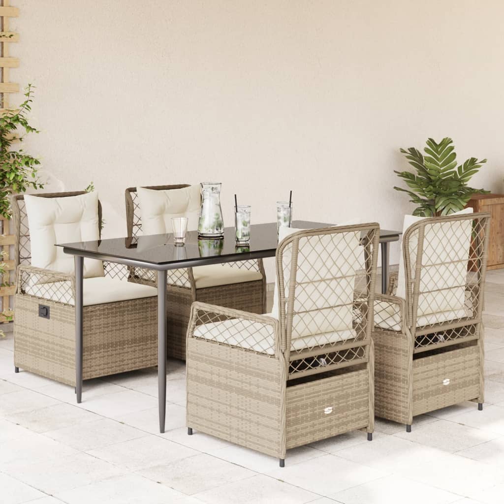 vidaXL Set mobilier de grădină cu perne, 5 piese, bej, poliratan