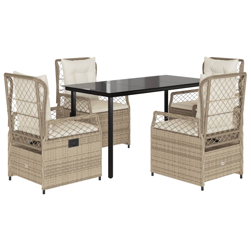 vidaXL Set mobilier de grădină cu perne, 5 piese, bej, poliratan