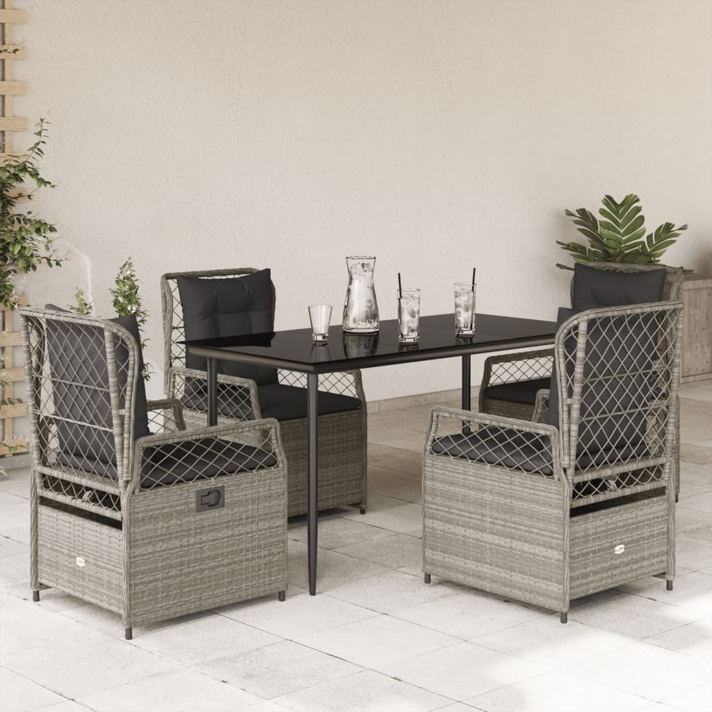 vidaXL Set mobilier de grădină cu perne, 5 piese gri deschis poliratan