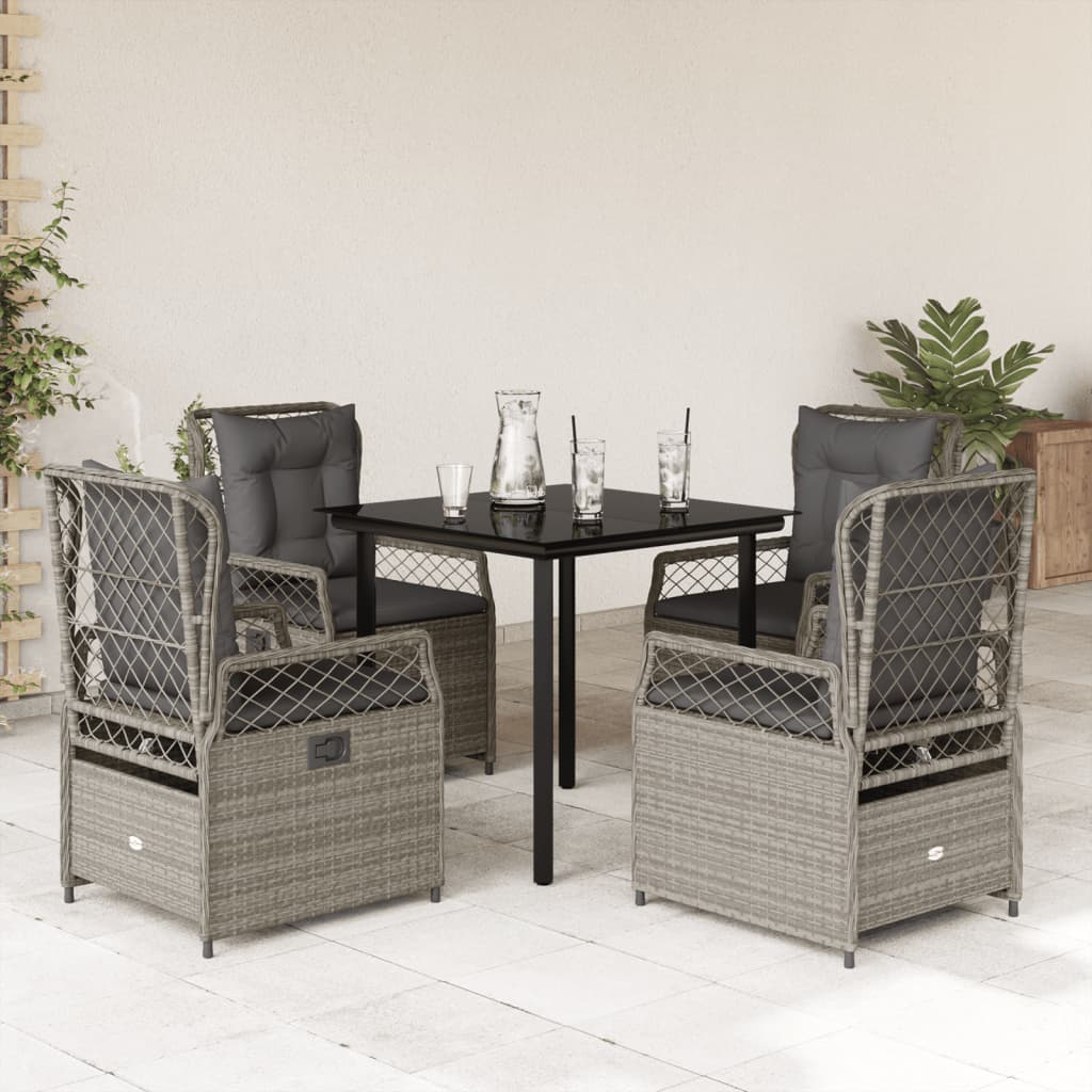 vidaXL Set mobilier de grădină cu perne, 5 piese gri deschis poliratan