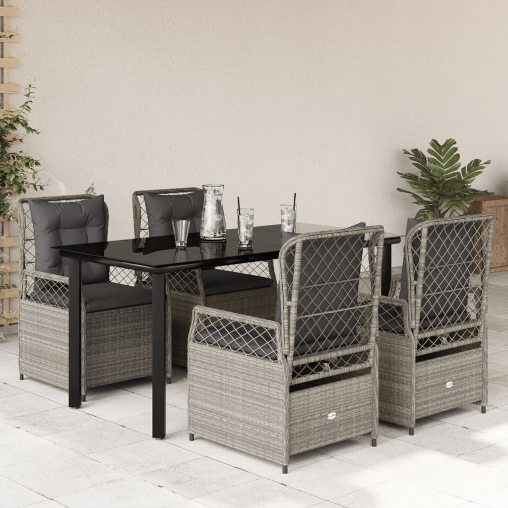 vidaXL Set mobilier de grădină cu perne, 5 piese gri deschis poliratan