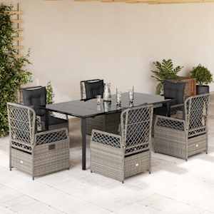 Vrtna jedilna garnitura 7-delna z blazinami sv. siv poli ratan