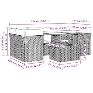 Vrtna sedežna garnitura 7-delna z blazinami črn poli ratan - slika 9