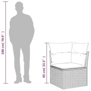 Vrtna sedežna garnitura 8-delna z blazinami siv poli ratan - slika 12