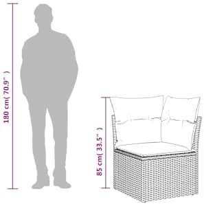 Vrtna sedežna garnitura 8-delna z blazinami siv poli ratan - slika 12