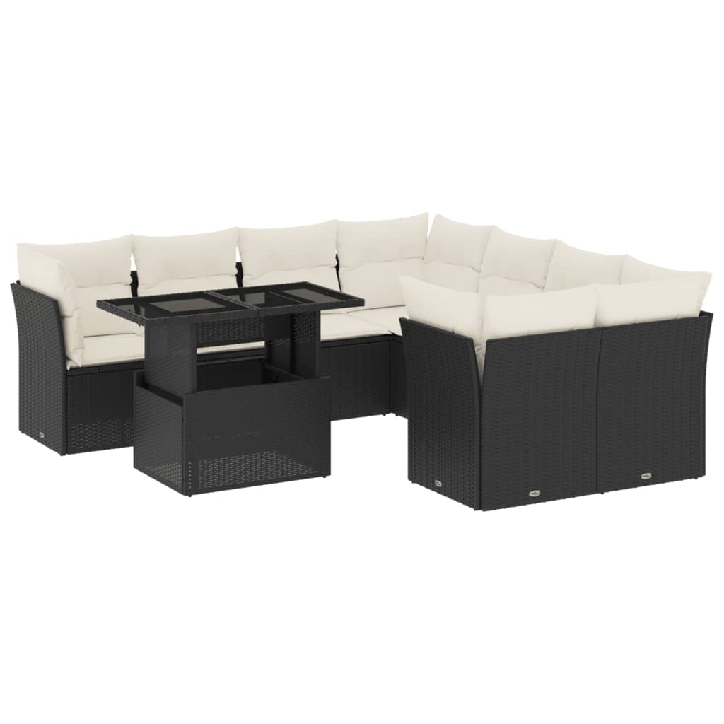Thumbnail - vidaXL 9-tlg. Garten-Sofagarnitur mit Kissen Schwarz Poly Rattan