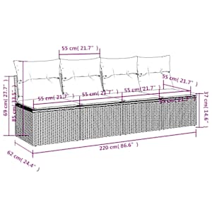 Vrtna sedežna garnitura 9-delna z blazinami siv poli ratan - slika 12