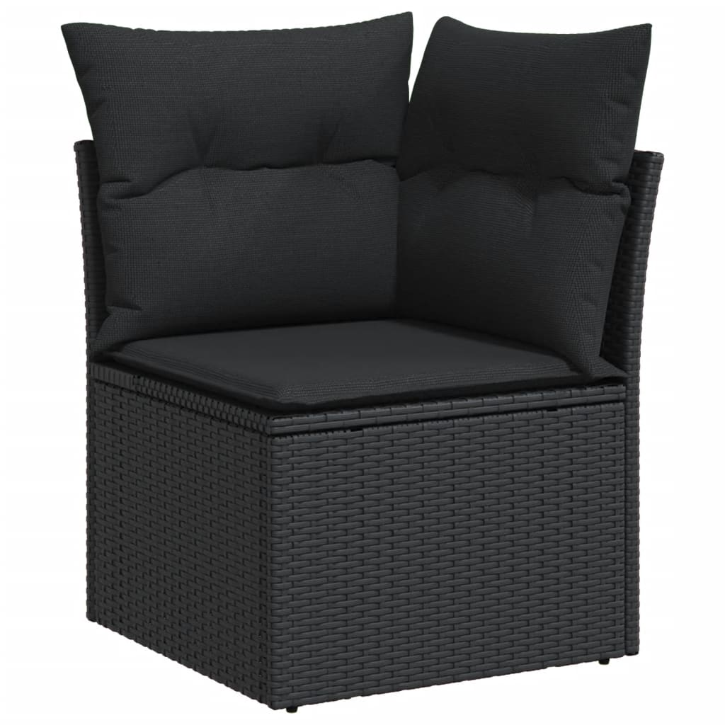 vidaXL 6-delige Loungeset met kussens poly rattan zwart afbeelding