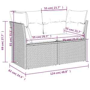 Vrtna sedežna garnitura 6-delna z blazinami siv poli ratan - slika 13