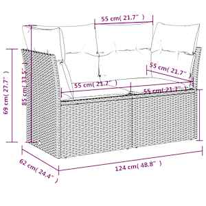 Vrtna sedežna garnitura 7-delna z blazinami siv poli ratan - slika 12