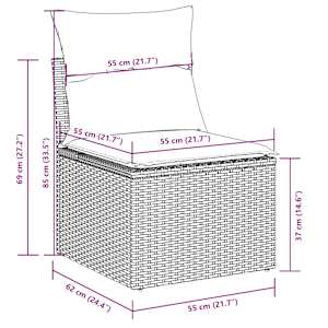 Vrtna sedežna garnitura 7-delna z blazinami črn poli ratan - slika 12