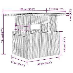 Vrtna sedežna garnitura 7-delna z blazinami črn poli ratan - slika 13