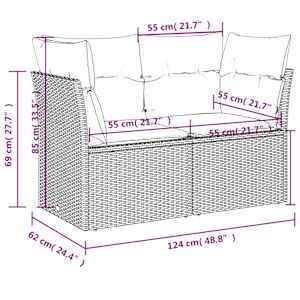 Vrtna sedežna garnitura 7-delna z blazinami siv poli ratan - slika 12