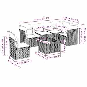Vrtna sedežna garnitura 7-delna z blazinami siv poli ratan - slika 9