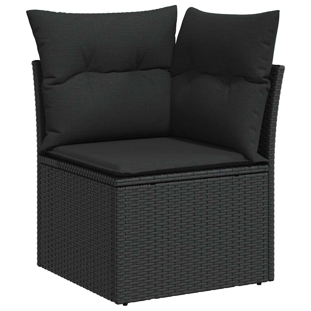 vidaXL 9-delige Loungeset met kussens poly rattan zwart afbeelding