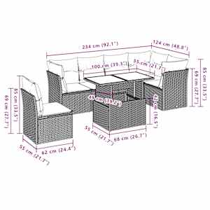 Vrtna sedežna garnitura 9-delna z blazinami rjava poli ratan - slika 9