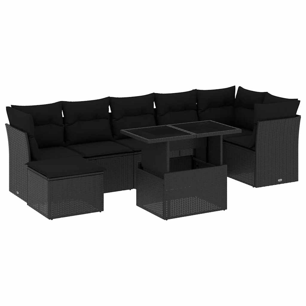 Thumbnail - vidaXL 8-tlg. Garten-Sofagarnitur mit Kissen Schwarz Poly Rattan