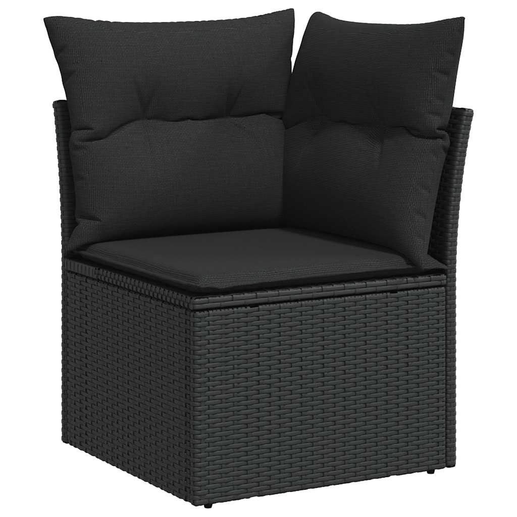 vidaXL 8-delige Loungeset met kussens poly rattan zwart afbeelding