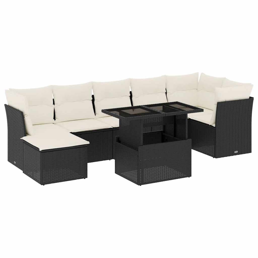 Thumbnail - vidaXL 8-tlg. Garten-Sofagarnitur mit Kissen Schwarz Poly Rattan
