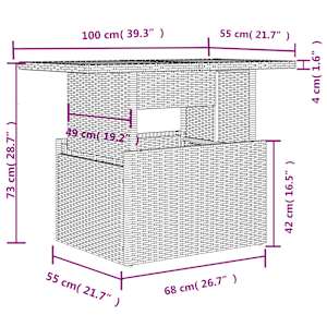 Vrtna sedežna garnitura 10-delna z blazinami bež poli ratan - slika 13