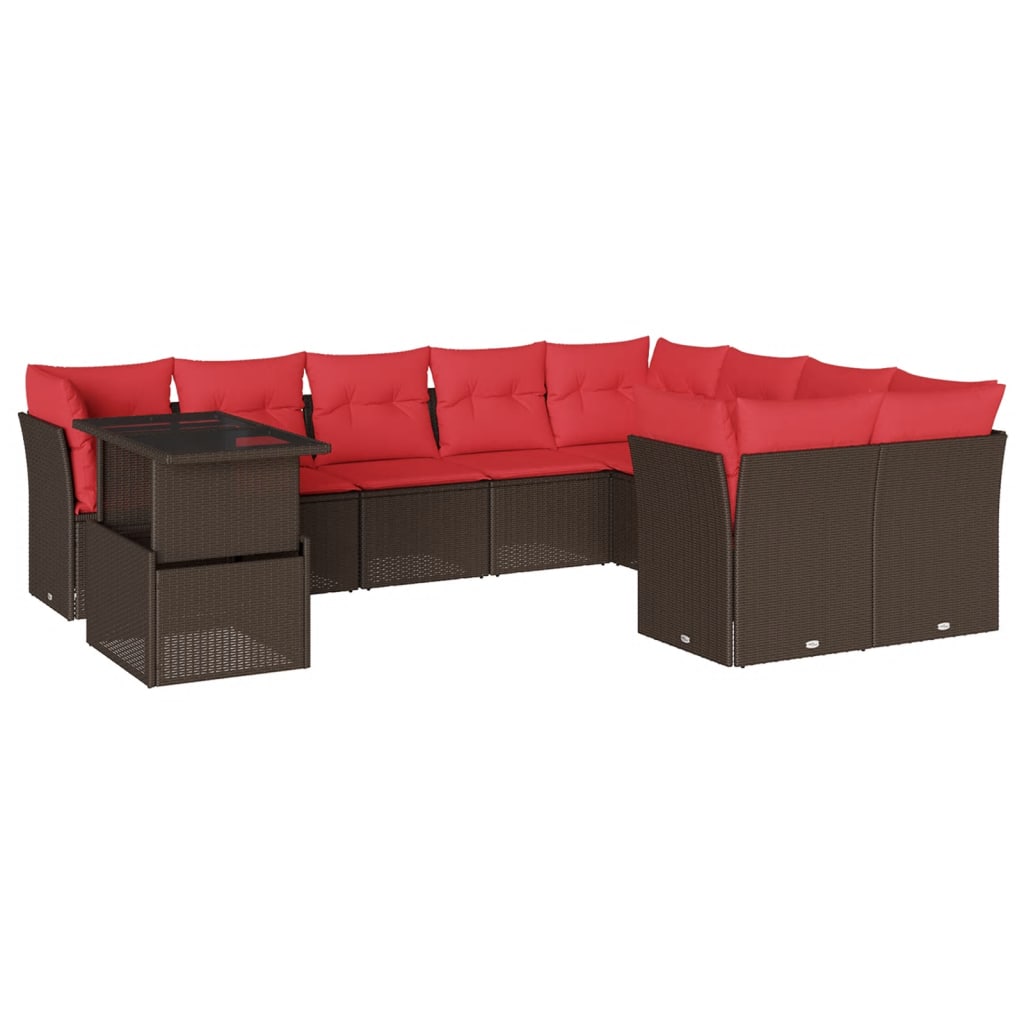 Thumbnail - vidaXL 10-teiliges Gartensofa-Set mit Kissen, braun, Polyrattan