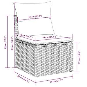 Vrtna sedežna garnitura 11-delna z blazinami črn poli ratan - slika 12