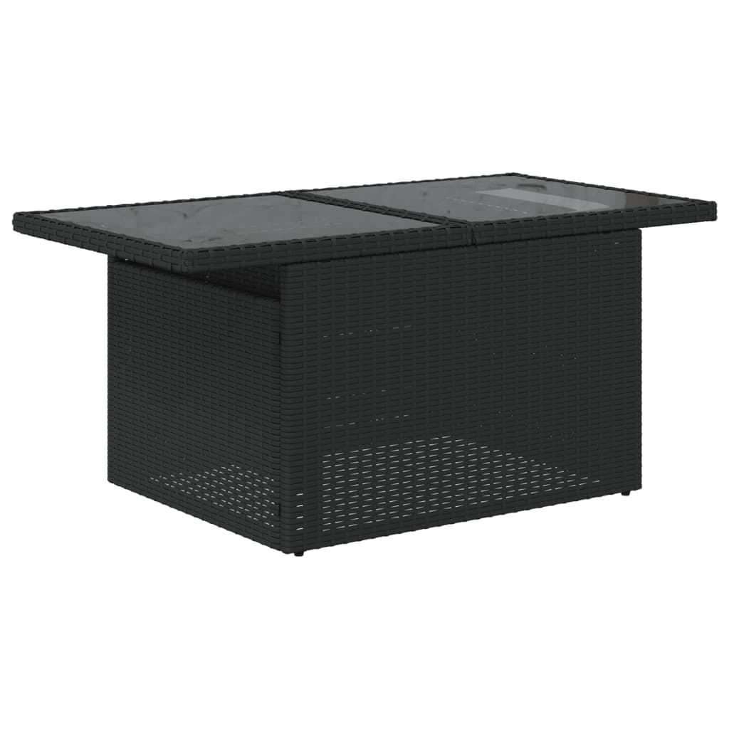 vidaXL 11-delige tuinbankset met kussens, zwart polyrotan