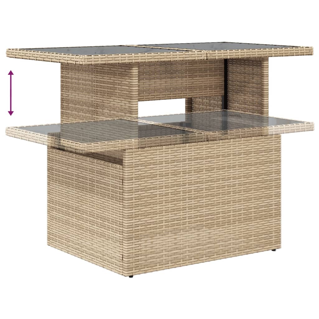 11dílný zahradní sedací souprava s poduškami béžový polyratan - obrázek 17