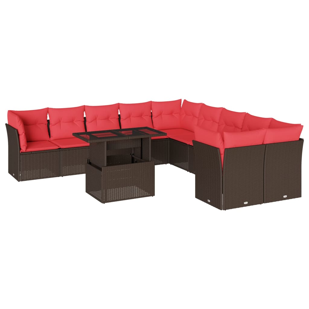 Thumbnail - vidaXL 11-teiliges Gartensofa-Set mit Kissen, braun, Polyrattan