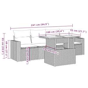 Vrtna sedežna garnitura 5-delna z blazinami bež poli ratan - slika 9