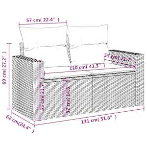 Vrtna sedežna garnitura 5-delna z blazinami siv poli ratan - slika 11