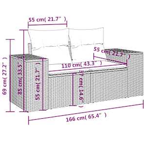 Vrtna sedežna garnitura 7-delna z blazinami črn poli ratan - slika 13