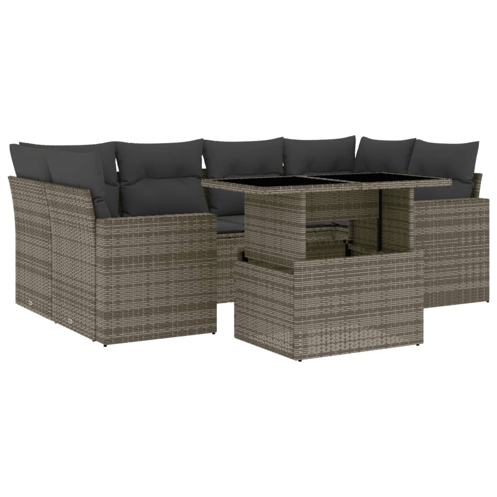 Vidaxl Gartenmöbel Sofa Garnitur Sitzgruppe Lounge 7-tlg. Schwarz Poly Rattan vi - Bild 37 von 83