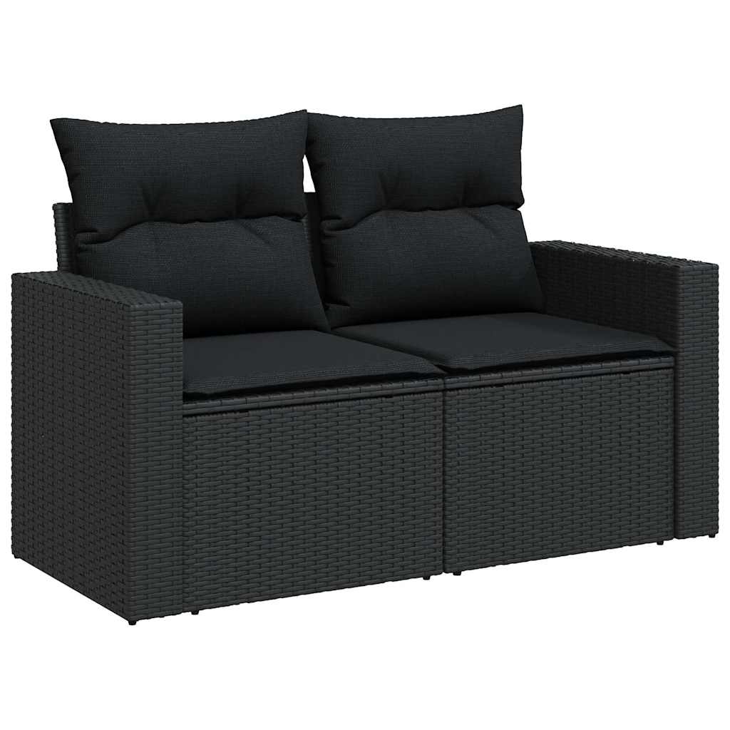 vidaXL 8-delige Loungeset met kussens poly rattan zwart afbeelding