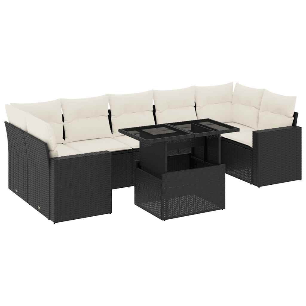 Thumbnail - vidaXL 8-tlg. Garten-Sofagarnitur mit Kissen Schwarz Poly Rattan