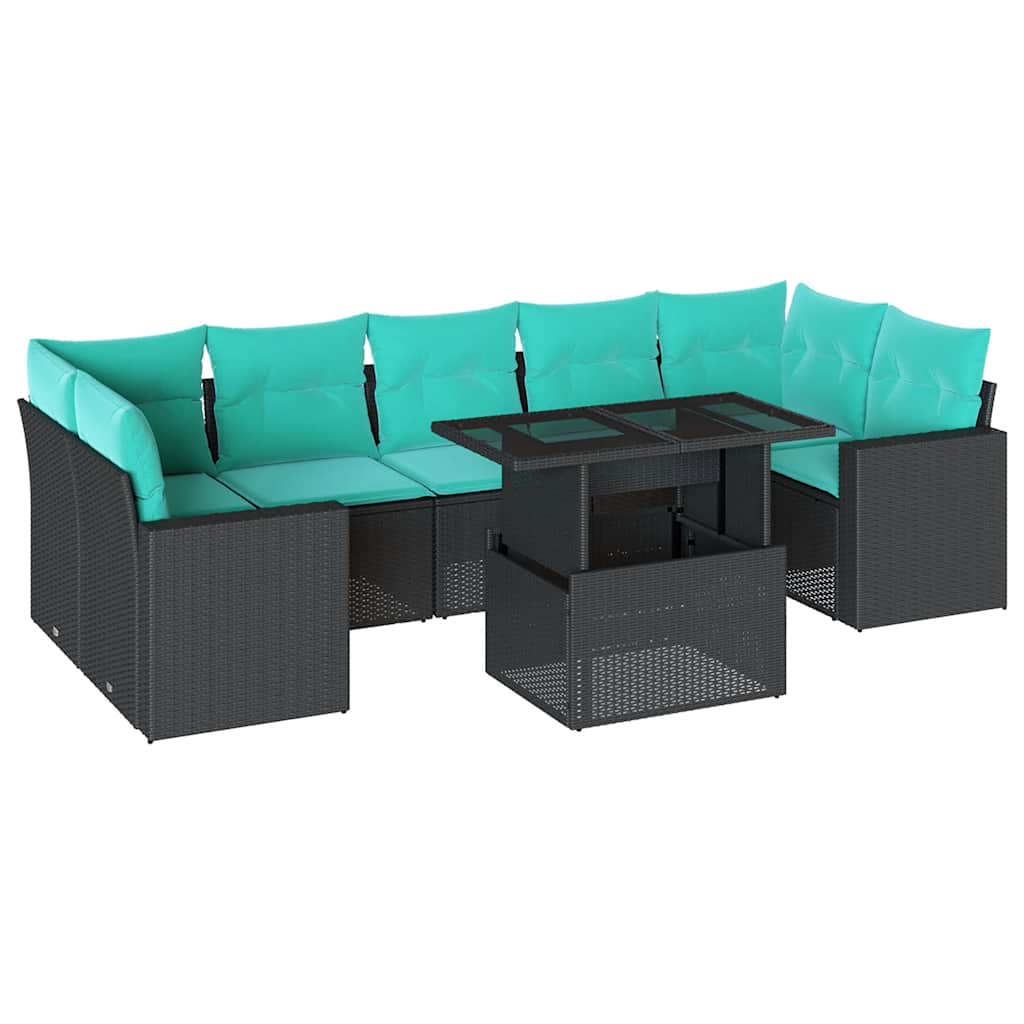 Thumbnail - vidaXL 8-teiliges Gartensofa-Set mit Kissen, schwarzes Polyrattan