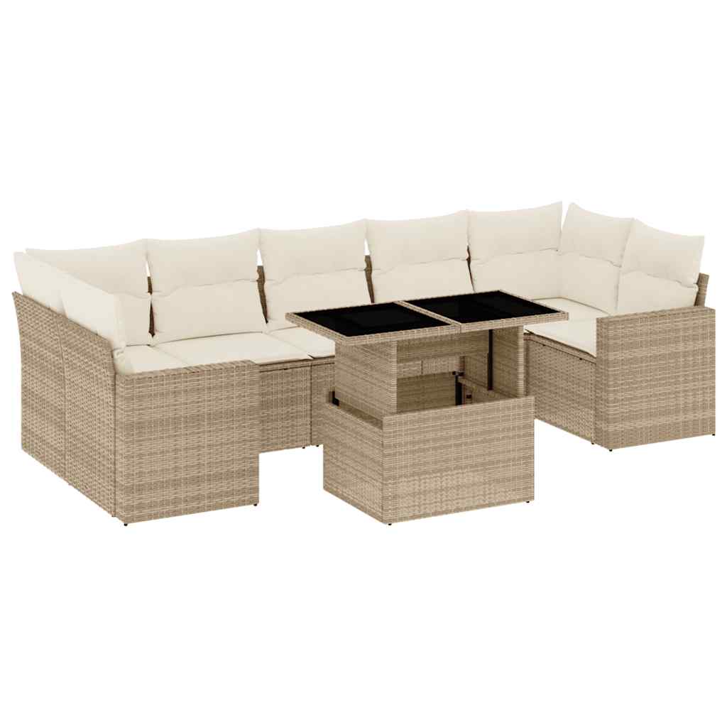 Thumbnail - vidaXL 8-tlg. Garten-Sofagarnitur mit Kissen Beige Poly Rattan