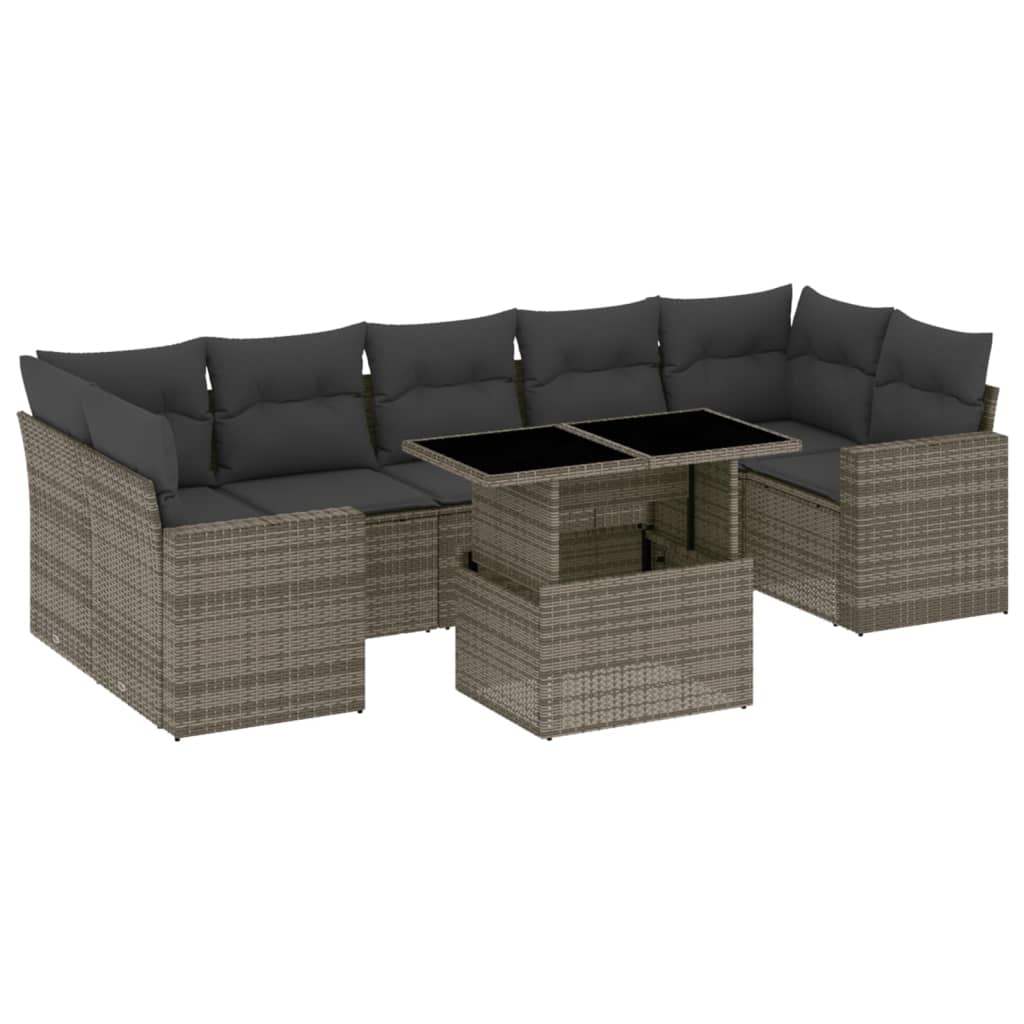 Thumbnail - vidaXL 8-tlg. Garten-Sofagarnitur mit Kissen Grau Poly Rattan
