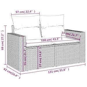 Vrtna sedežna garnitura 9-delna z blazinami siv poli ratan - slika 11