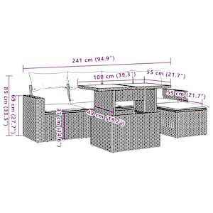 Vrtna sedežna garnitura 6-delna z blazinami bež poli ratan - slika 10