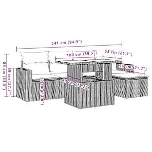 Vrtna sedežna garnitura 6-delna z blazinami rjav poli ratan - slika 10